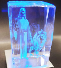 Load image into Gallery viewer, 3D Crystal with Jesus and lion's image
