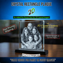 Load image into Gallery viewer, Crystal Rectangle Plaque - 2D or 3D