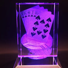 Load image into Gallery viewer, 3D Poker Cards LED Light Up Crystal Collectible