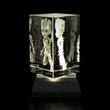Load image into Gallery viewer, 3D &quot;Little Groot&quot; Crystal - Includes: Free 7-Color Changing LED Light-Base
