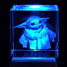 Load image into Gallery viewer, 3D &quot;Baby Yoda&quot; Crystal - Includes: Free 7-Color Changing LED Light-Base
