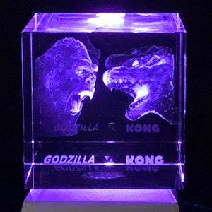 3D "Godzilla vs. Kong" Crystal - Includes: Free 7-Color Changing LED Light-Base