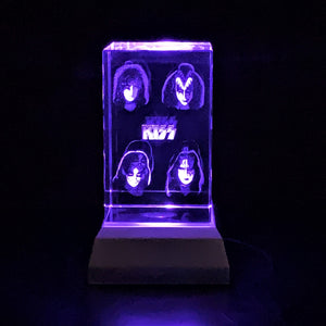 3D "KISS" Crystal Includes: Free 7-Color Changing LED Light-Base