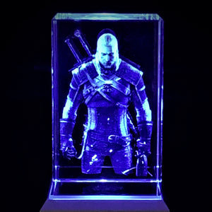 3D "Geralt of Rivia" Crystal - Includes: Free 7-Color Changing LED Light-Base