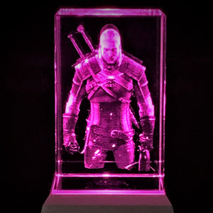 3D "Geralt of Rivia" Crystal - Includes: Free 7-Color Changing LED Light-Base