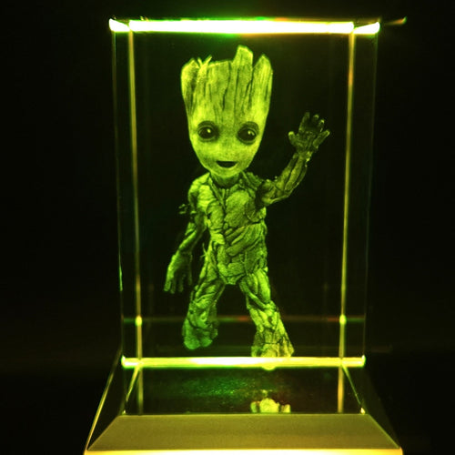 3D Baby Groot LED Light Up Crystal Collectible