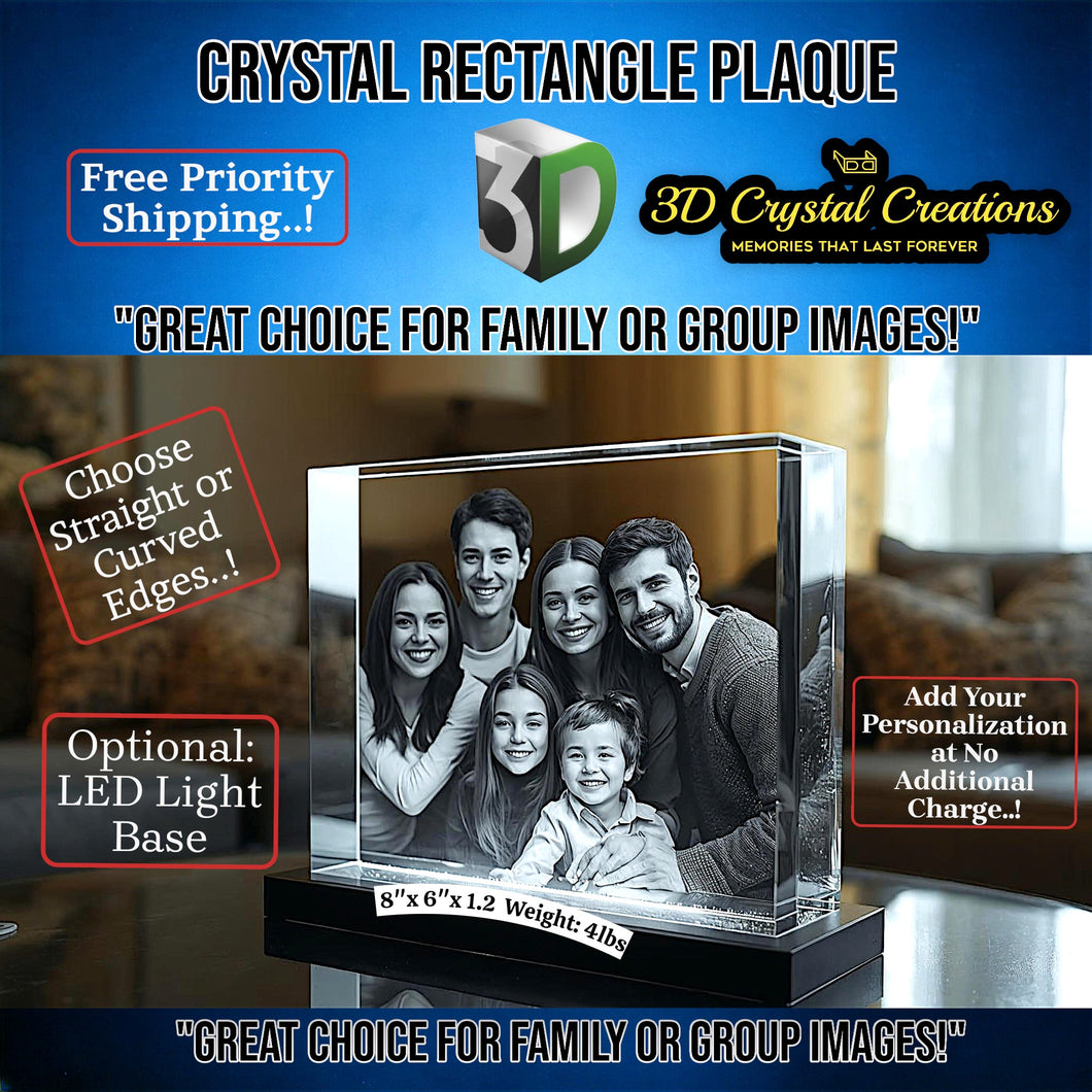 Crystal Rectangle Plaque - 2D or 3D