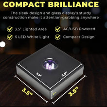Load image into Gallery viewer, Black Gloss-SMALL-White LED Light Base (AC/USB 120v Plug)