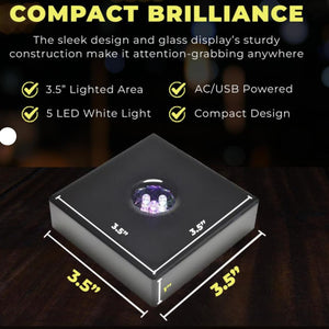 Black Gloss-SMALL-White LED Light Base (AC/USB 120v Plug)