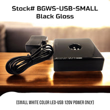 Load image into Gallery viewer, Black Gloss-SMALL-White LED Light Base (AC/USB 120v Plug)