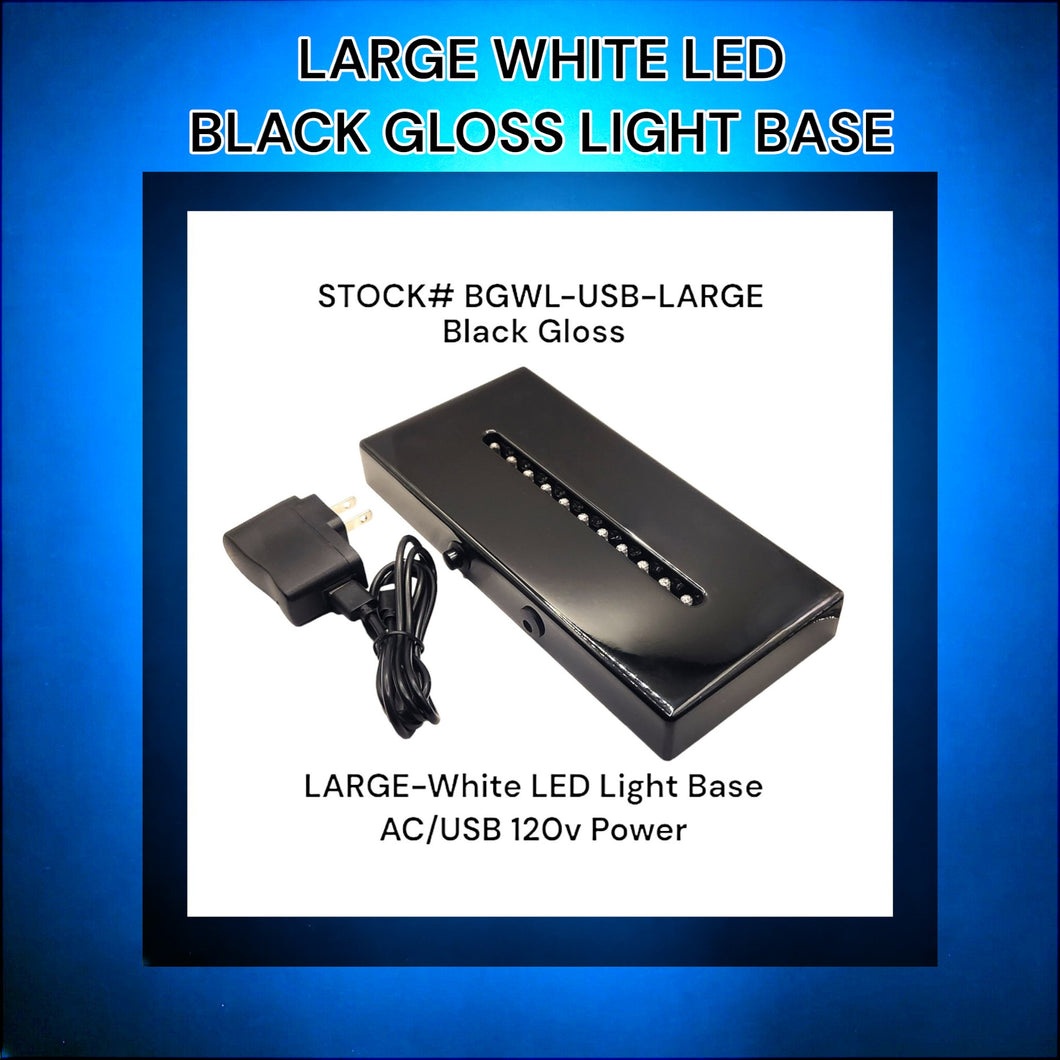 Black Gloss-LARGE-LED Light Base-White LED (AC/USB 120v Plug)