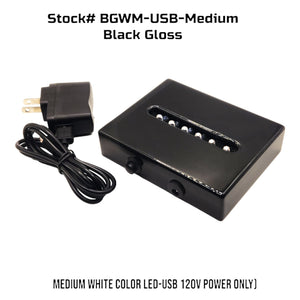 Black Gloss-MEDIUM-White LED Light Base (AC/USB 120v Plug)