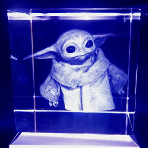 3D Baby Yoda LED Light Up Crystal Collectible