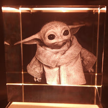 Load image into Gallery viewer, 3D Baby Yoda LED Light Up Crystal Collectible