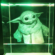 Load image into Gallery viewer, 3D Baby Yoda LED Light Up Crystal Collectible