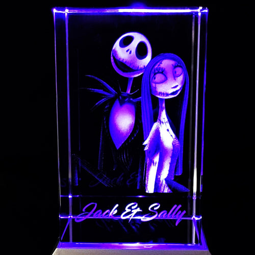3D Jack & Sally LED Light Up Crystal Collectible