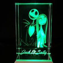 Load image into Gallery viewer, 3D Jack &amp; Sally LED Light Up Crystal Collectible