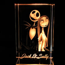 Load image into Gallery viewer, 3D Jack &amp; Sally LED Light Up Crystal Collectible
