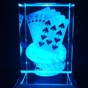 3D Poker Cards LED Light Up Crystal Collectible