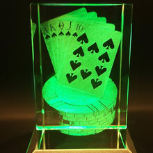 Load image into Gallery viewer, 3D Poker Cards LED Light Up Crystal Collectible