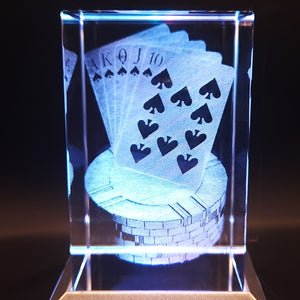 3D Poker Cards LED Light Up Crystal Collectible
