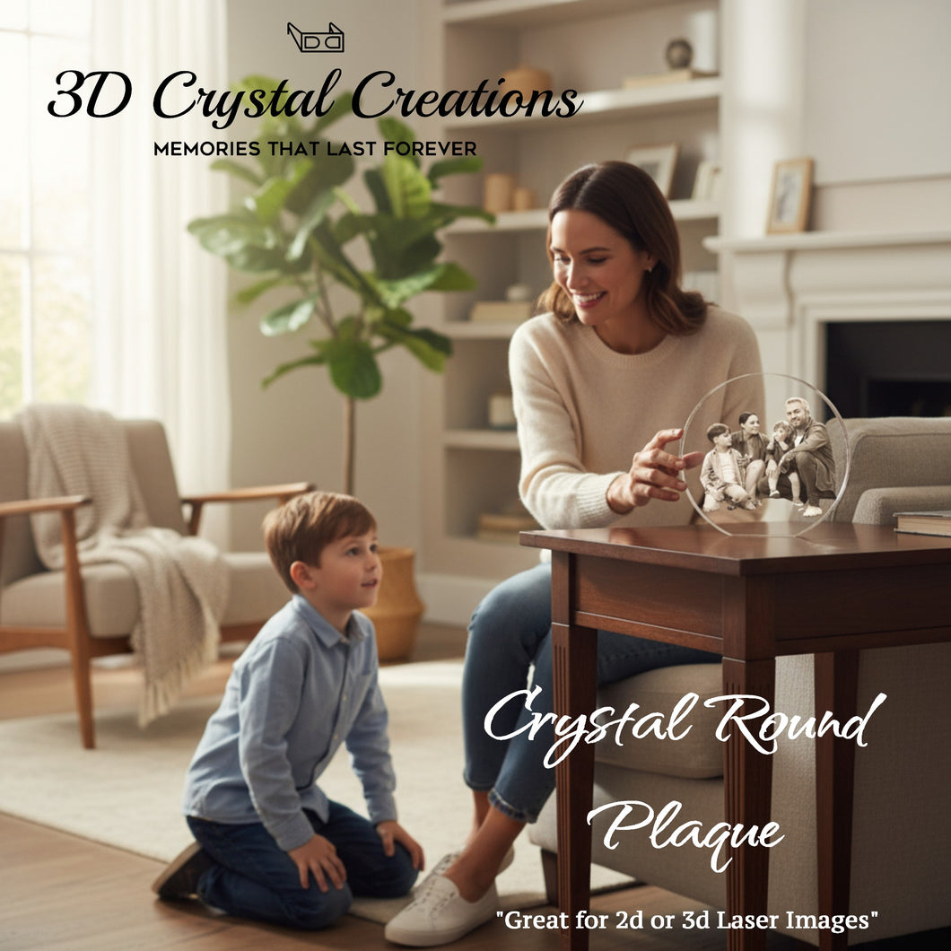 Crystal Round Plaque - 2D or 3D