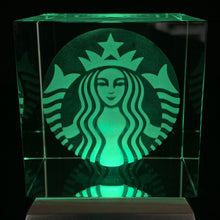 Load image into Gallery viewer, 3D &quot;Starbucks&quot; Crystal -Includes: Free 7-Color Changing LED Light-Base
