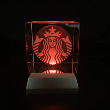 Load image into Gallery viewer, 3D &quot;Starbucks&quot; Crystal -Includes: Free 7-Color Changing LED Light-Base