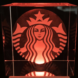 Light Up Starbucks logo crystal