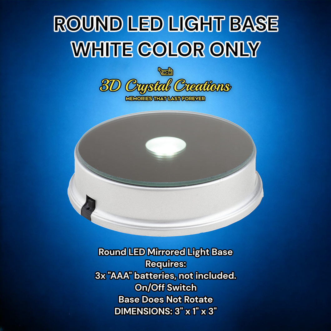 White Round Mirror LED Light Base (Battery Operated)