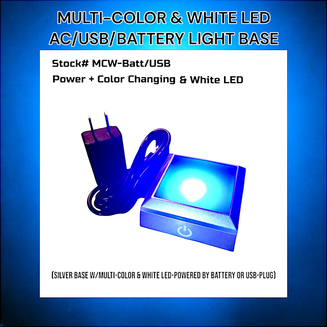 Multi-Color & White LED Light Base (AC/USB & Battery Operated)