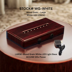 Wood Grain-LARGE-White or Color LED Light Base (AC/USB Power Plug 120v)