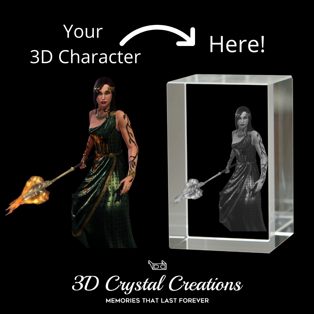 3D Custom Character Crystal-The Elder Scrolls Online -Includes: Bright 7-Color Changing LED Light Base