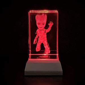 3D "Little Groot" Crystal - Includes: Free 7-Color Changing LED Light-Base