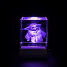 Load image into Gallery viewer, 3D &quot;Baby Yoda&quot; Crystal - Includes: Free 7-Color Changing LED Light-Base