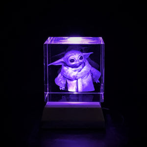 3D "Baby Yoda" Crystal - Includes: Free 7-Color Changing LED Light-Base