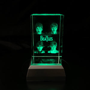 3D "The Beatles" Crystal -Includes: Free 7-Color Changing LED Light-Base