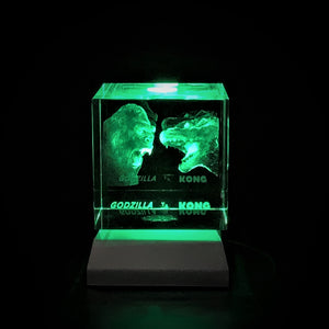 3D "Godzilla vs. Kong" Crystal - Includes: Free 7-Color Changing LED Light-Base