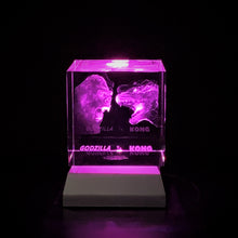 Load image into Gallery viewer, 3D &quot;Godzilla vs. Kong&quot; Crystal - Includes: Free 7-Color Changing LED Light-Base