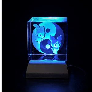 3D "Kitty Friends" Crystal - Includes: Free 7-Color Changing LED Light-Base