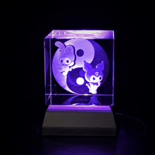Load image into Gallery viewer, 3D &quot;Kitty Friends&quot; Crystal - Includes: Free 7-Color Changing LED Light-Base