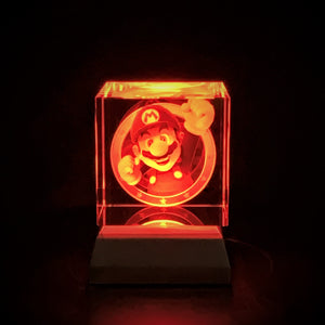 3D "Mario" Crystal - Includes: Free 7-Color Changing LED Light-Base