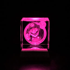 3D "Mario" Crystal - Includes: Free 7-Color Changing LED Light-Base