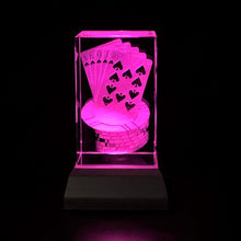 Load image into Gallery viewer, 3D &quot;Poker Cards&quot; Crystal -Includes: Free 7-Color Changing LED Light-Base