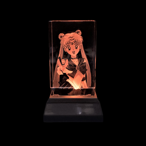 3D "Moon Girl" Crystal - Includes: Free 7-Color Changing LED Light-Base