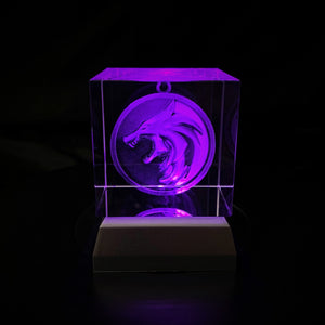 3D "Witcher Medallion" Crystal -Includes: Free 7-Color Changing LED Light-Base